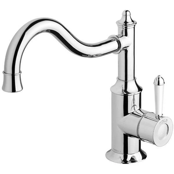 Phoenix Nostalgia Sink Mixer 220mm Shepherds Crook- Chrome/White - Image 3