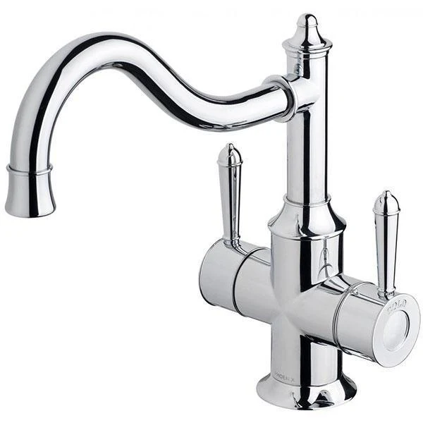 Phoenix Nostalgia Twin Handle Sink Mixer 220mm Shepherds Crook - Chrome - Image 3