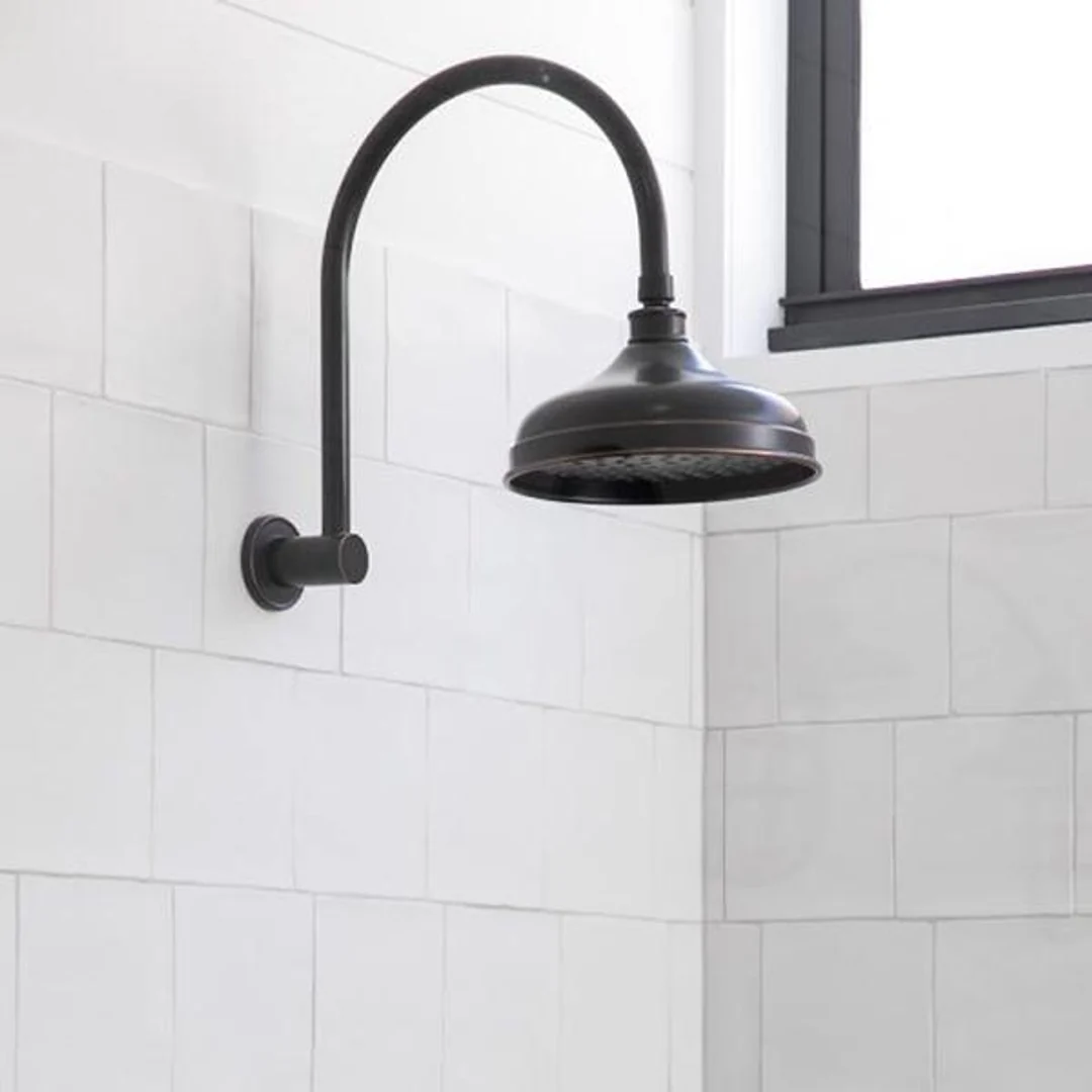 Phoenix Nostalgia Vintage Shower Arm & Rose - Antique Black - Image 3