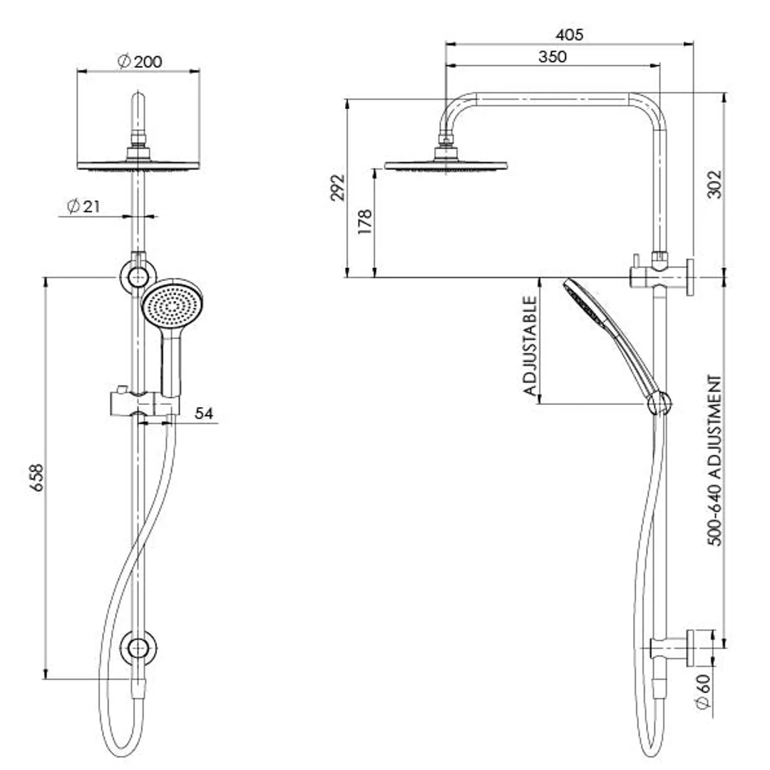 Phoenix Pina Twin Shower Matte Black 153-6500-10 - Image 4