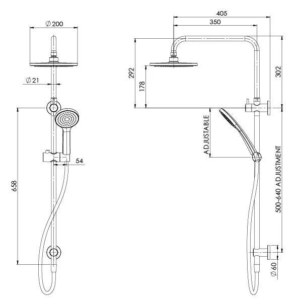 Phoenix Pina Twin Shower Matte Black 153-6500-10 - Image 5