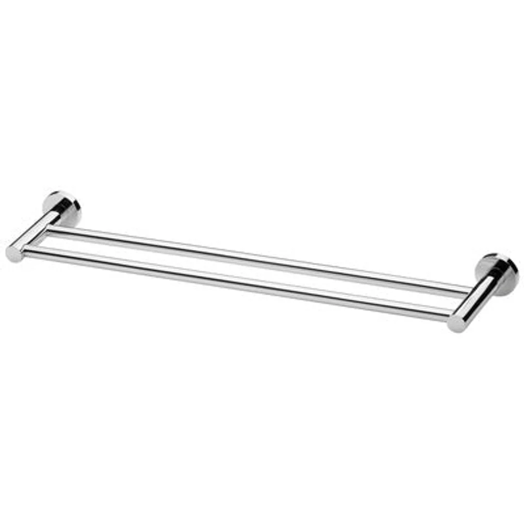 Phoenix Radii Double Towel Rail 600mm Round Plate - Chrome - Image 2