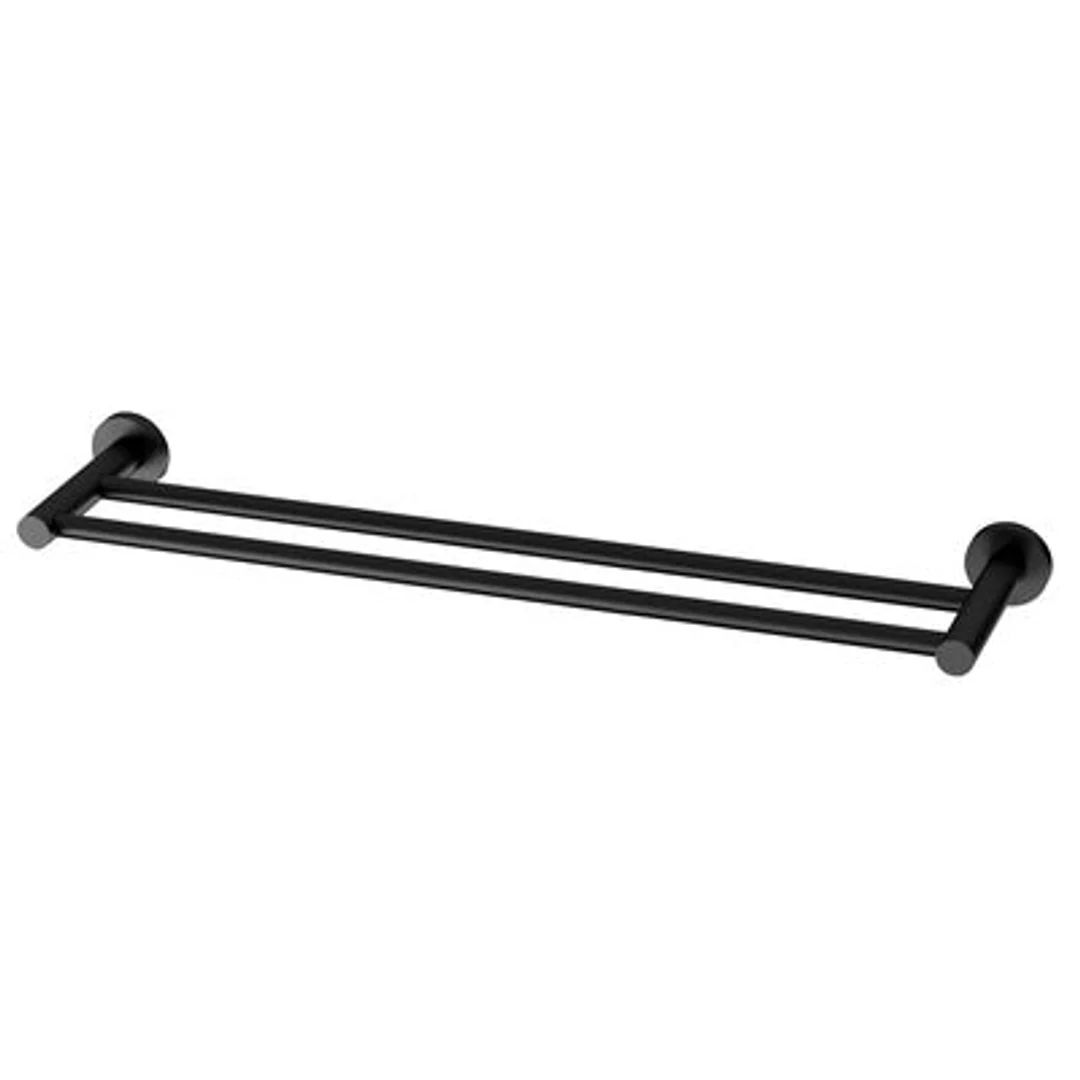 Phoenix Radii Double Towel Rail 600mm Round Plate Matt Black Ra813Mb - Image 2