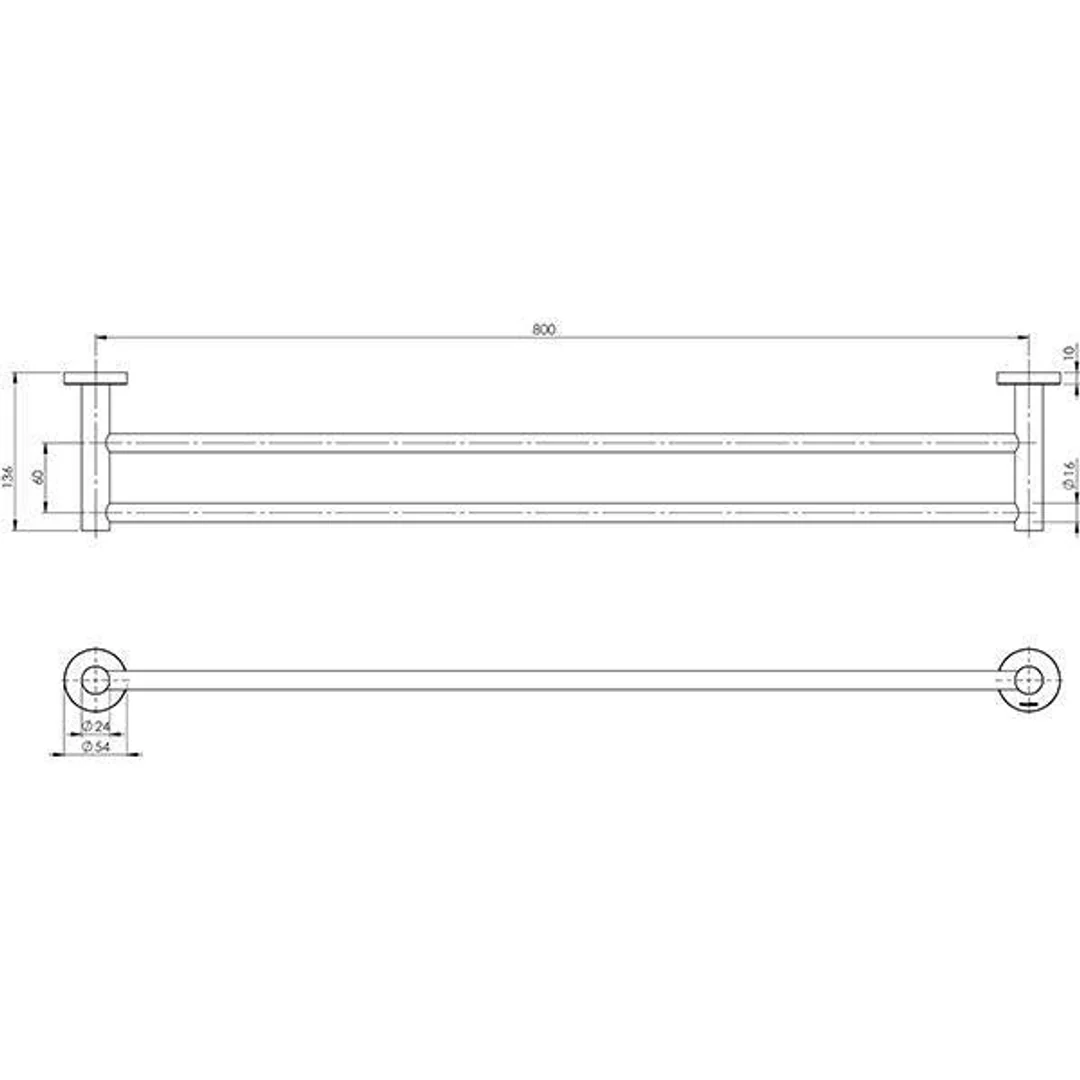 Phoenix RadII Double Towel Rail 800mm Round Plate Brushed Gold Ra812-12 - Image 4