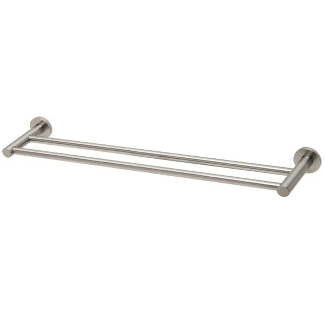 Phoenix RadII Double Towel Rail Round Plate - Brushed Nickel - Image 2