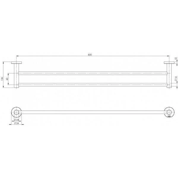 Phoenix RadII Double Towel Rail Round Plate - Brushed Nickel - Image 5