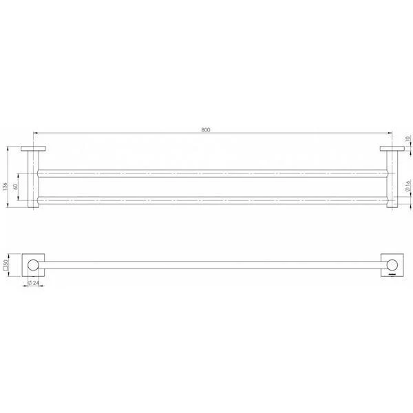 Phoenix Radii Double Towel Rail 600Mm Square Plate - Chrome - Image 6