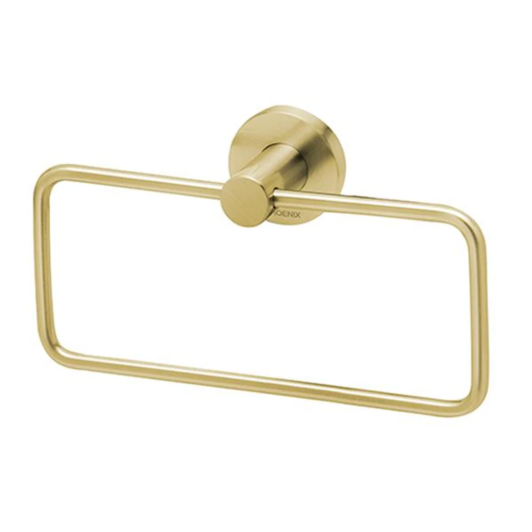 Phoenix Radii Hand Towel Holder Round Plate - Brushed Gold - Image 2