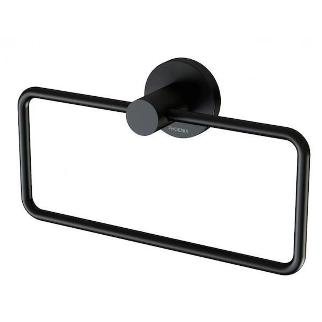 Phoenix Radii Hand Towel Holder Round Plate Matte Black - Image 2