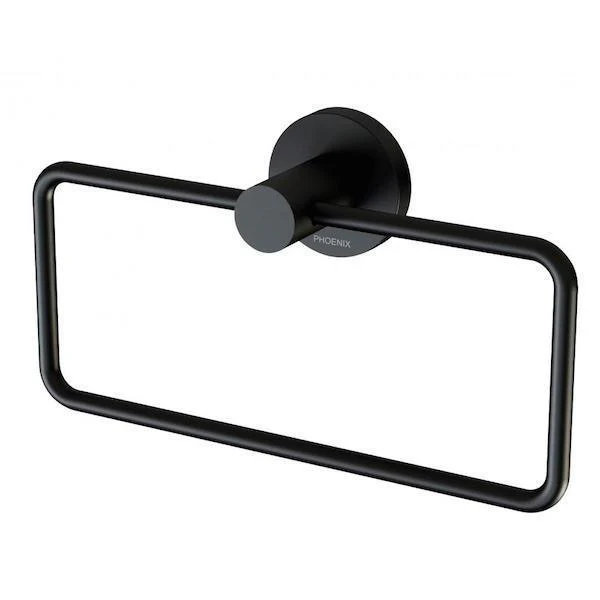 Phoenix Radii Hand Towel Holder Round Plate Matte Black - Image 4