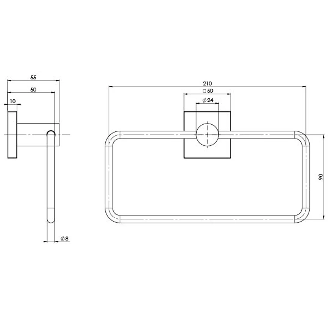 Phoenix Radii Guest Towel Holder - Chrome Square - Image 3