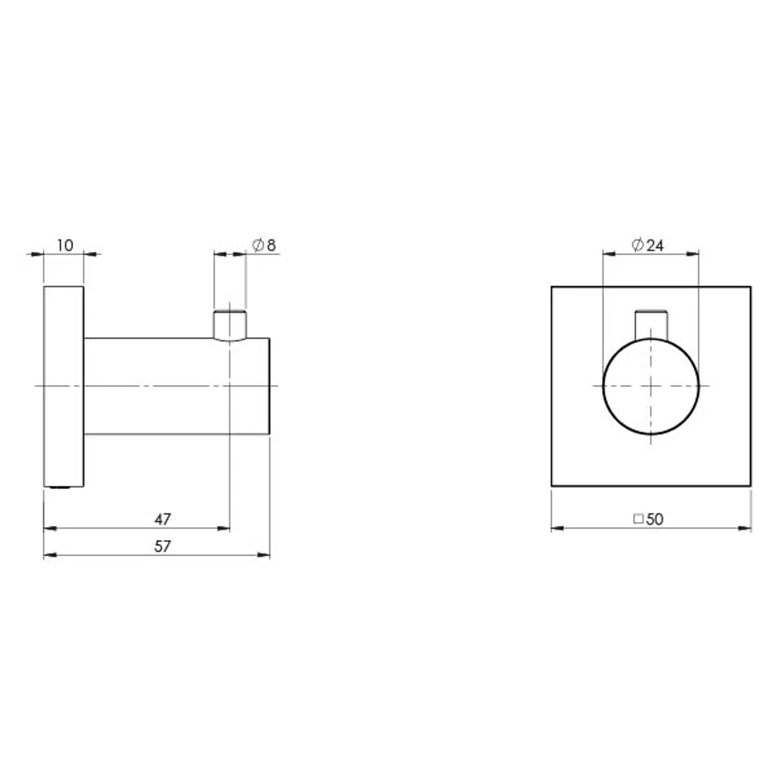 Phoenix Radii Robe Hook Square Plate - Chrome - Image 3