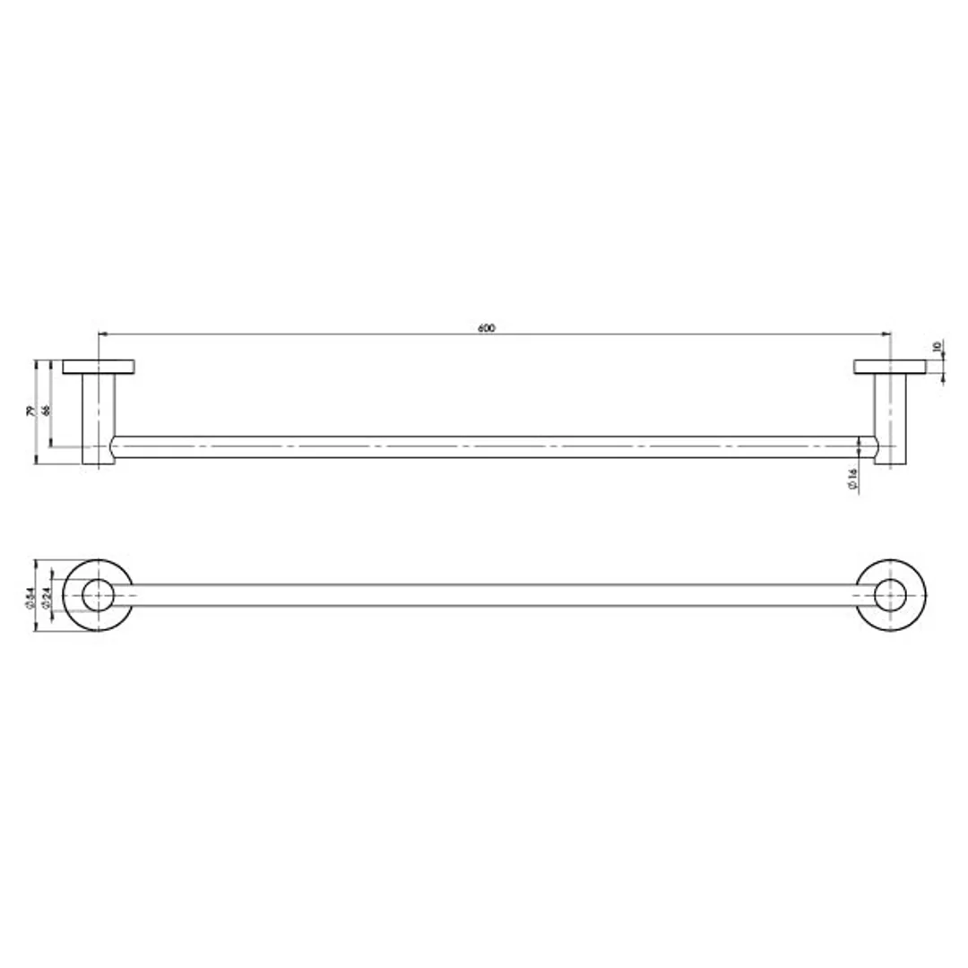 Phoenix Radii Single Towel Rail 600mm Round Plate - Chrome - Image 3