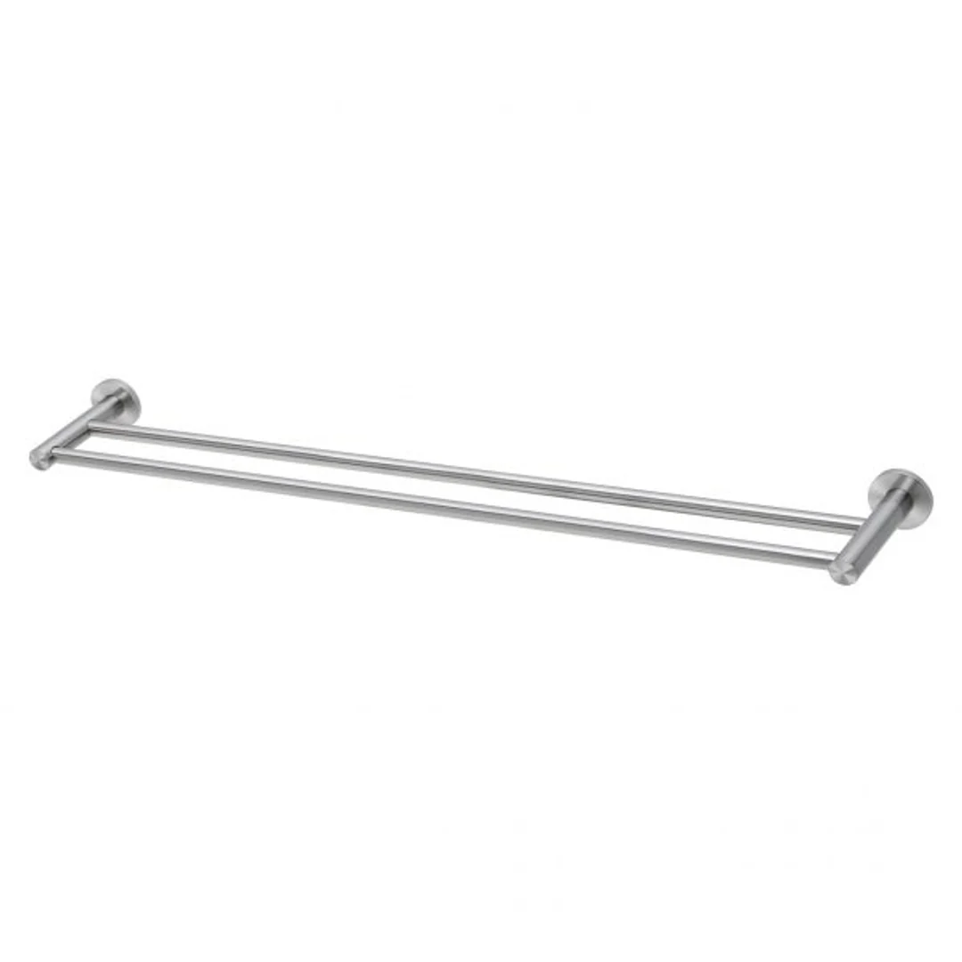 Phoenix Radii Stainless Steel Double Towel Rail Round Plate 800mm
