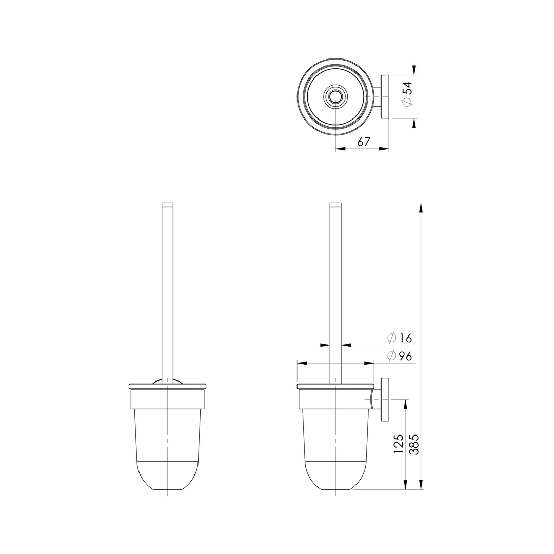 Phoenix Radii Toilet Brush & Holder Round Plate - Image 3
