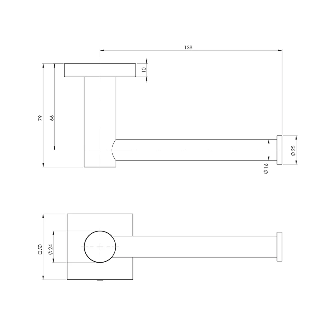 Phoenix Radii Toilet Roll Holder Square Plate - Chrome - Image 3