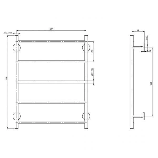 Phoenix RadII Towel Ladder 550 X 740mm Round Plate - Image 6