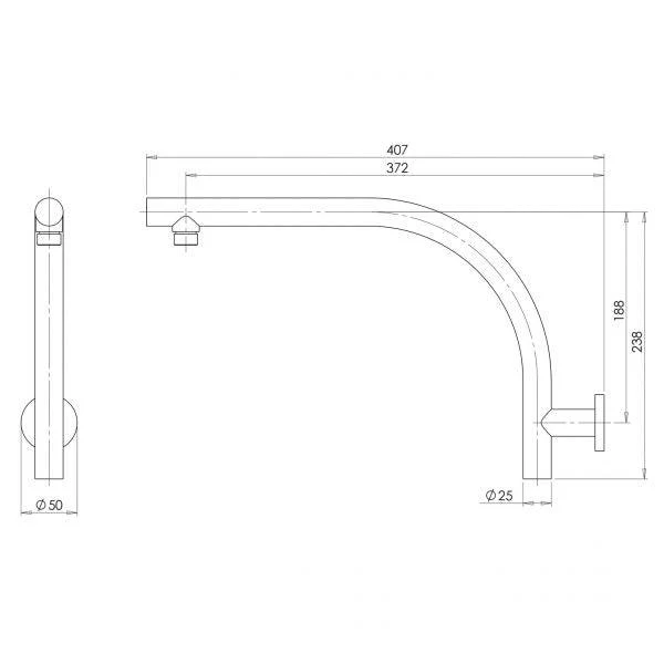 Phoenix Rush Shower Arm Only - Matte Black - Image 4