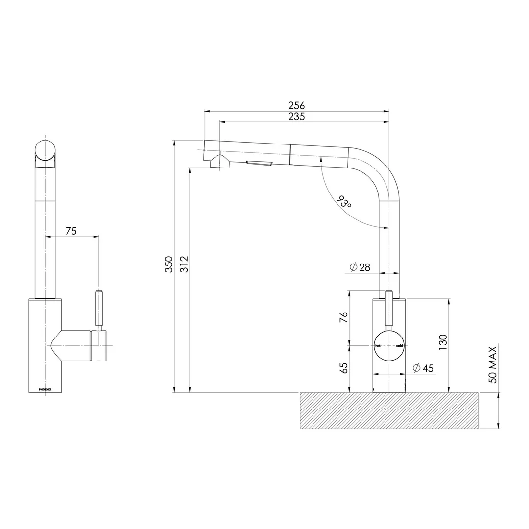 Phoenix Sink Package 1 Matte Black Sink & Stainless Steel Mixer 312-2029-51 - Image 4
