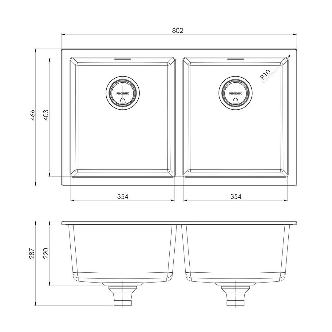 Phoenix Sink Package 2 Matte White Sink & Brushed Gold Mixer 312-2038-12 - Image 2