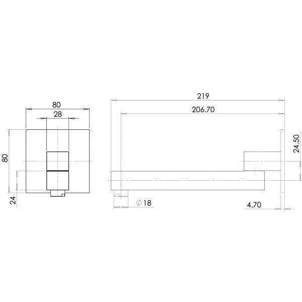 Phoenix Swivel Bath Outlet Square 200mm - Image 5