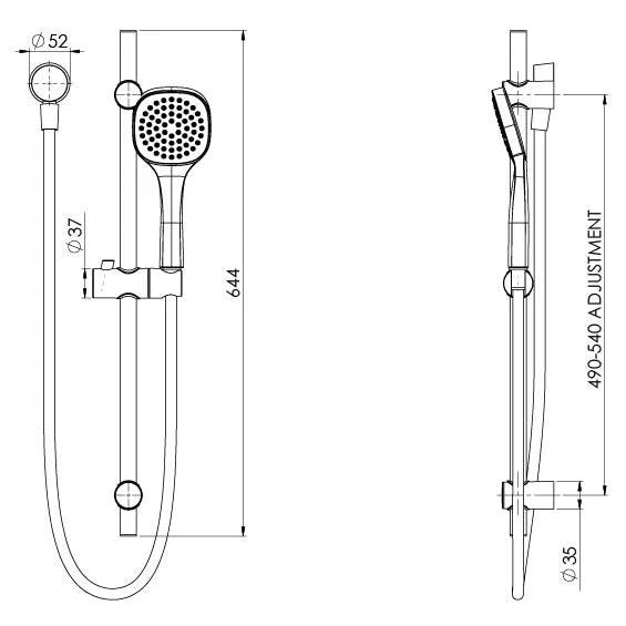 Phoenix Teva Rail Shower - Matte Black - Image 5