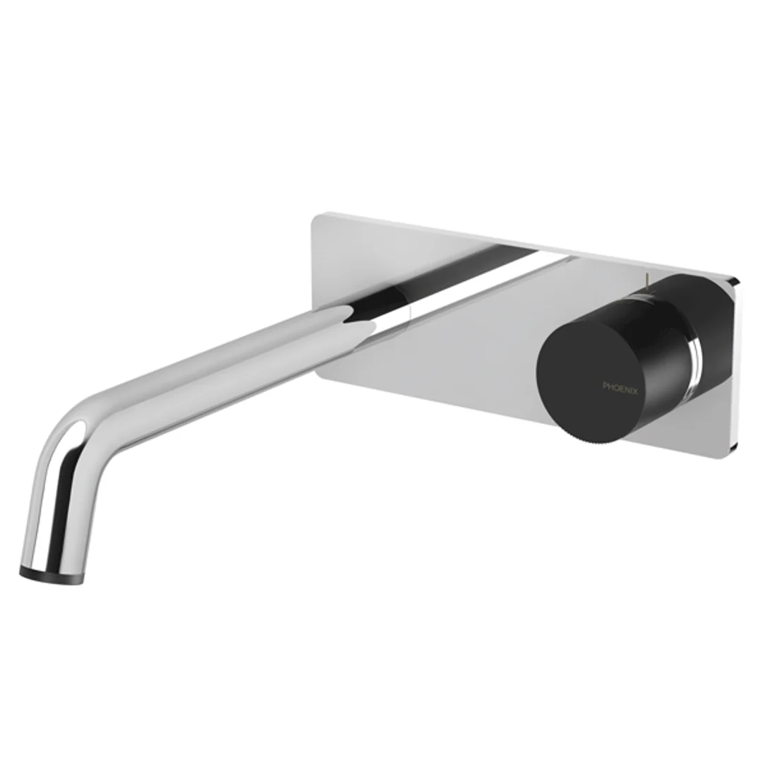 Phoenix Toi Wall Basin/Bath Mixer Set-Chrome/Matte Black - Image 2