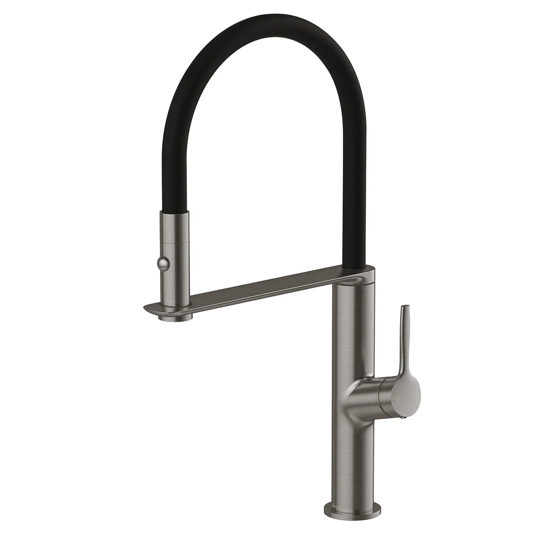 Phoenix Vask Flexible Hose Sink Mixer 200mm Brushed Carbon 139-7110-31-1