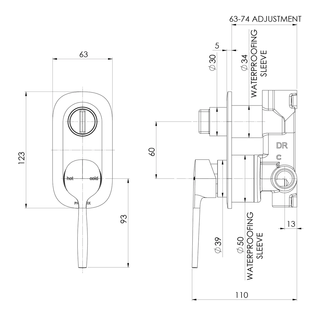 Phoenix Vask Switchmix Shower / Bath Diverter Mixer Chrome - Image 2