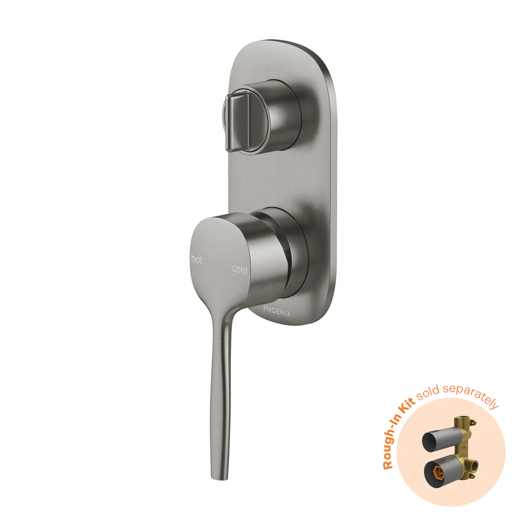 Phoenix Vask Switchmix Shower / Bath Diverter Mixer Fit-Off Kit Brushed Carbon