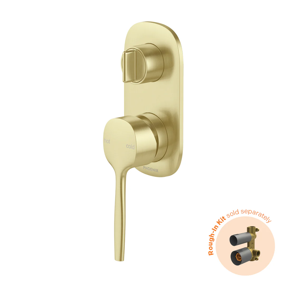 Phoenix Vask Switchmix Shower / Bath Diverter Mixer Fit-Off Kit Brushed Gold