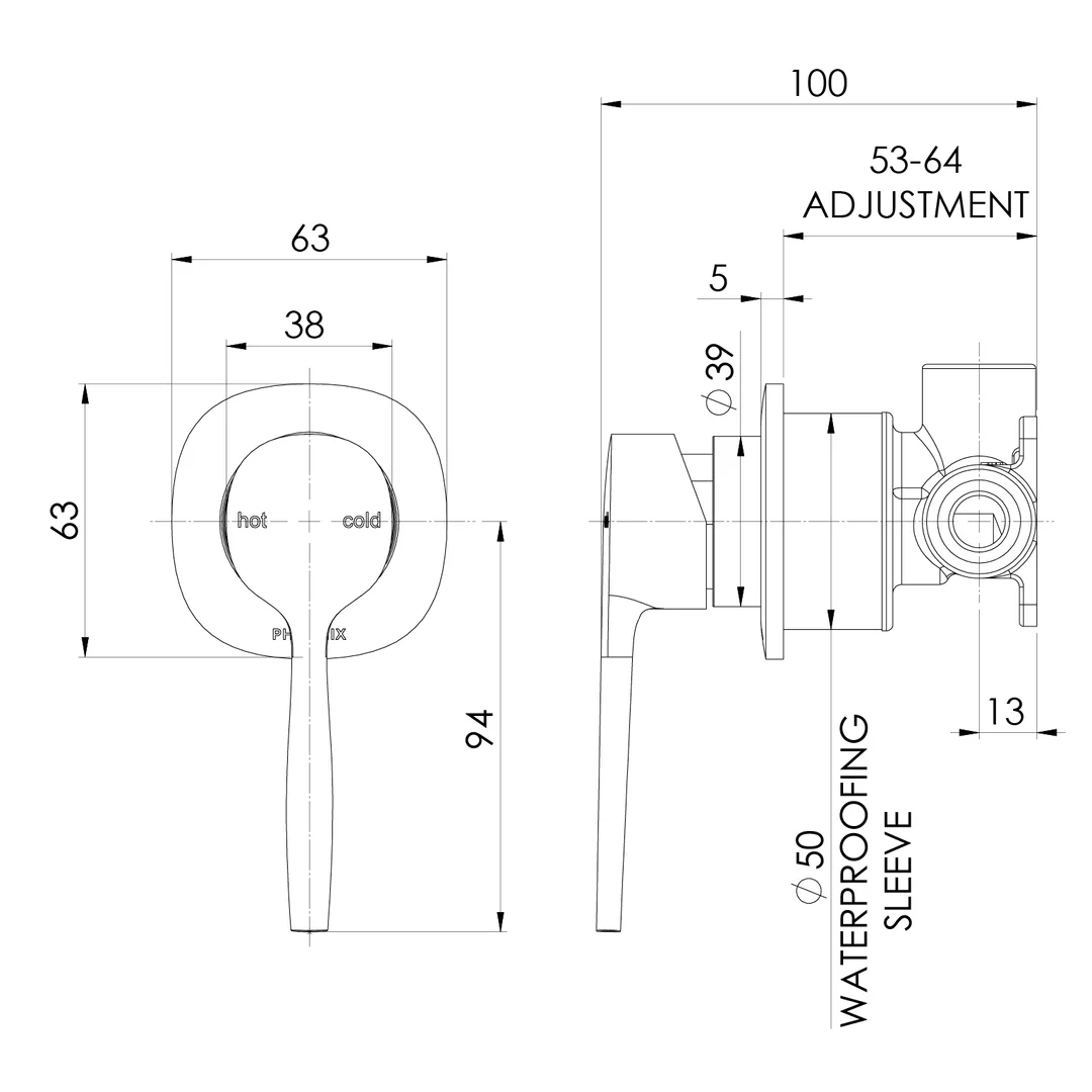Phoenix Vask Switchmix Shower / Wall Mixer Brushed Carbon - Image 2