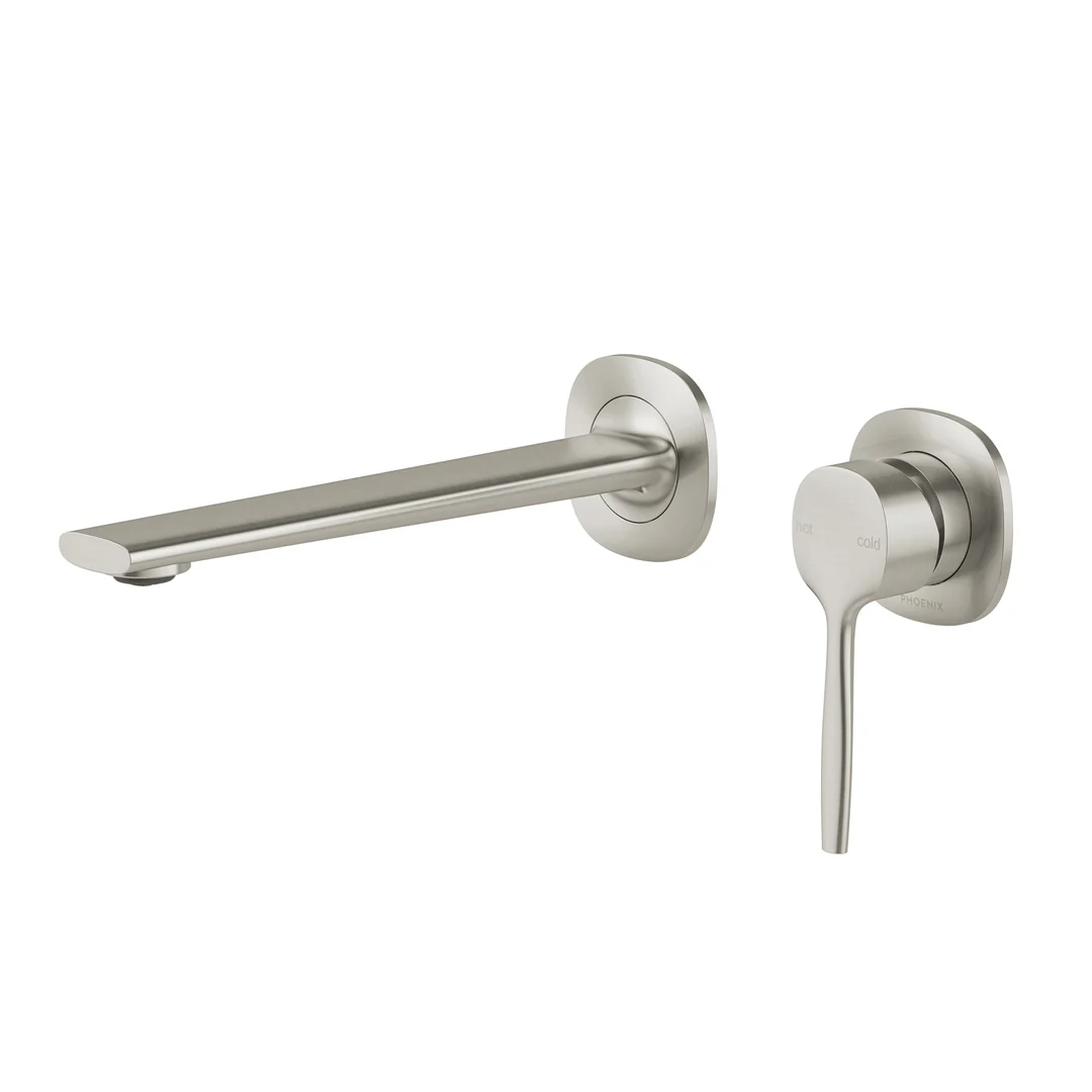 Phoenix Vask Switchmix Wall Basin / Bath Mixer Set 200Mm  Brushed Nickel