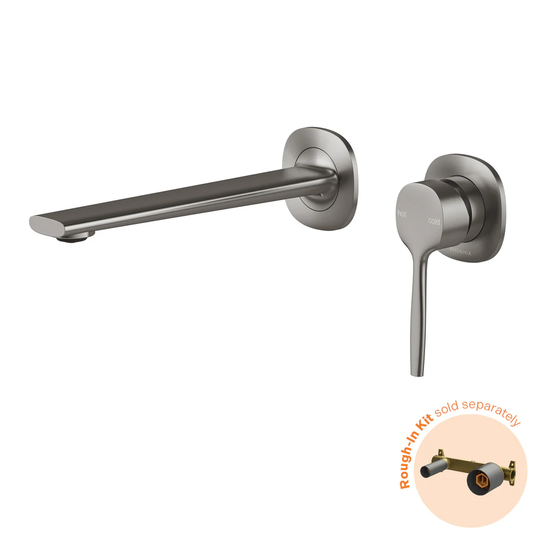 Phoenix Vask Switchmix Wall Basin / Bath Mixer Set 200Mm Fit-Off Kit Brushed Carbon