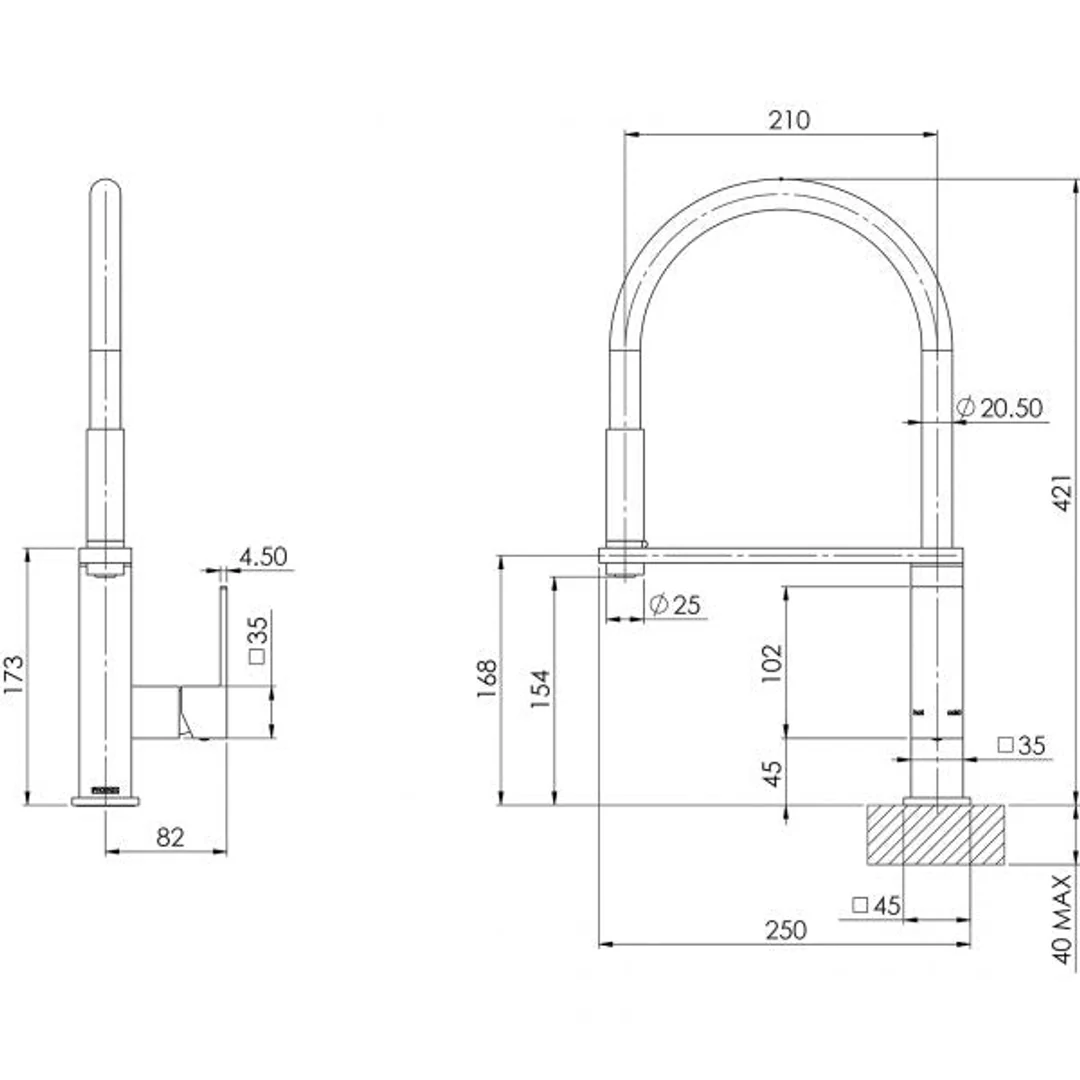 Phoenix Vezz Flexible Hose Sink Mixer (Square)-Chrome - Image 4