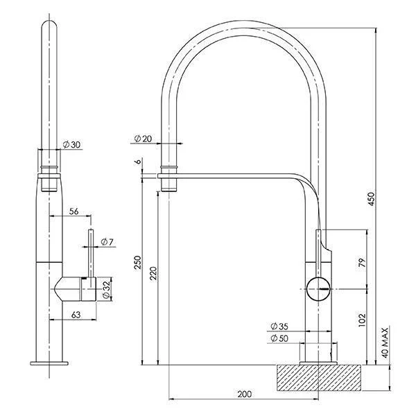 Phoenix Vido Flexible Hose Sink Mixer - Brushed Nickel - Image 5