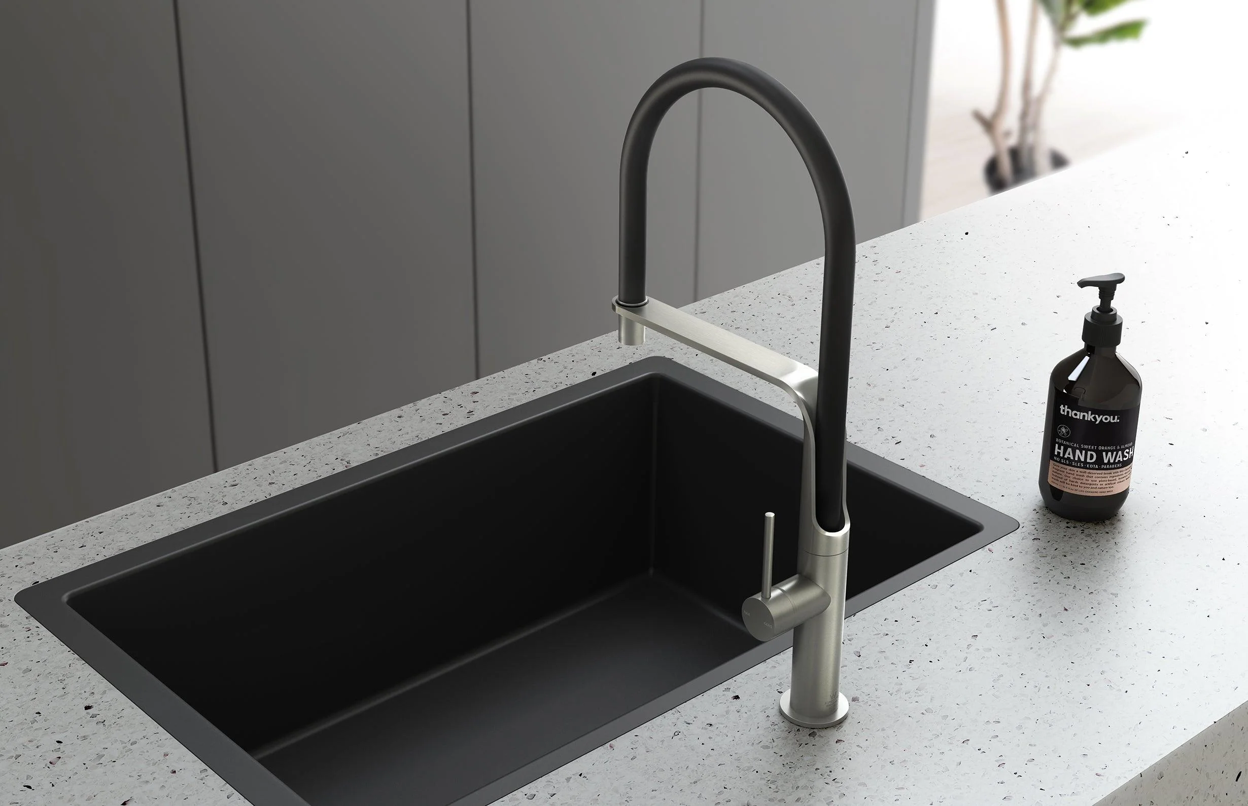 Phoenix Vido Flexible Hose Sink Mixer - Brushed Nickel - Image 6