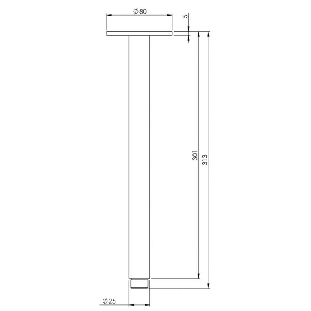 Phoenix Vivid Ceiling Arm 300Mm - Chrome - Image 3