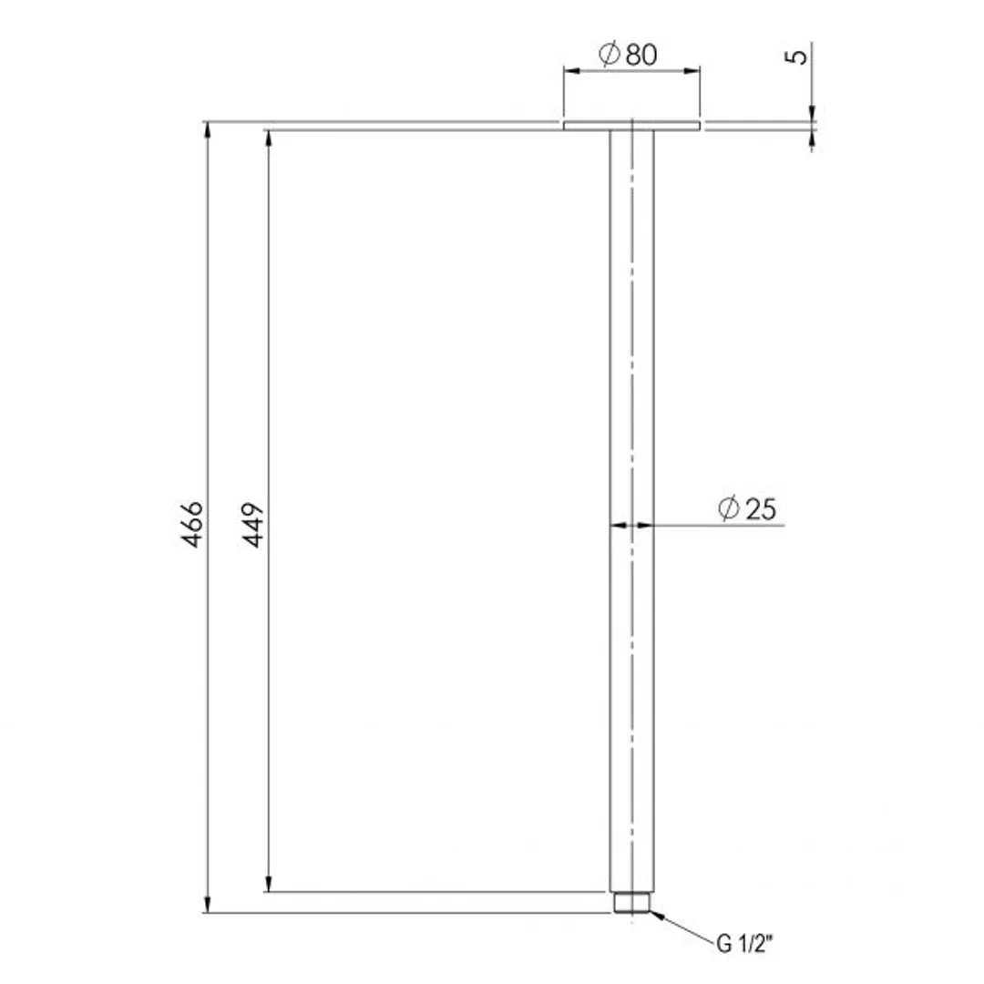 Phoenix Vivid Ceiling Arm 450Mm - Chrome - Image 3
