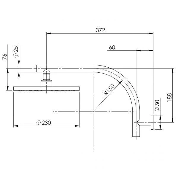 Phoenix Vivid Curved Shower Arm & 230Mm Rnd Rose - Chrome - Image 6