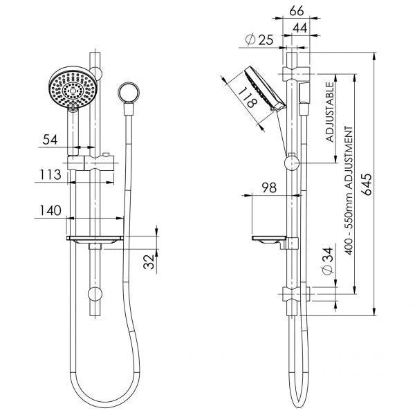 Phoenix Vivid Rail Shower Matte Black - Image 5