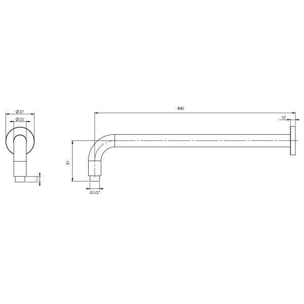 Phoenix Vivid Shower Arm Only 400mm Round-Brushed Nickel - Image 5