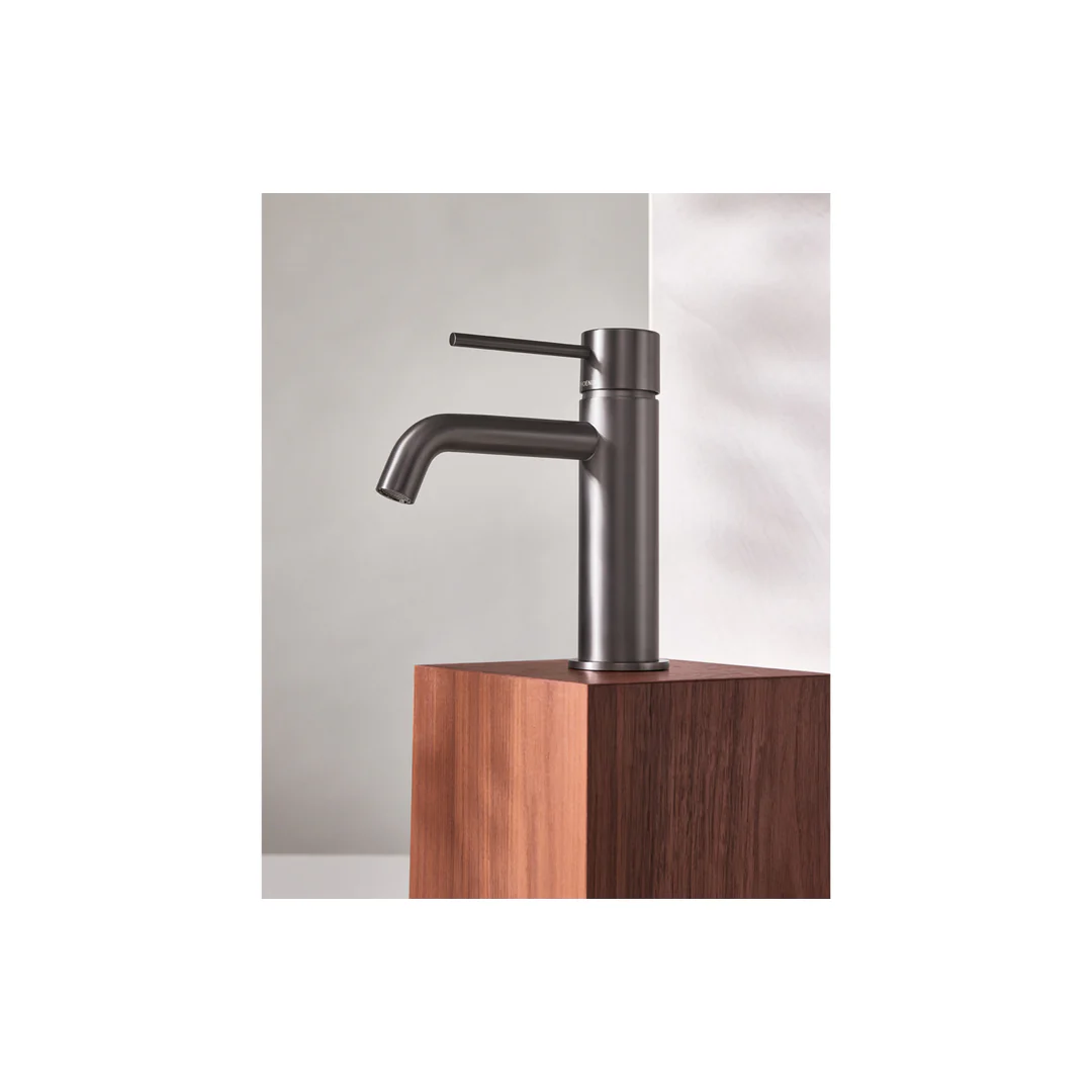 Phoenix Vivid Slimline Basin Mixer Curved Outlet Brushed Carbon - Image 2