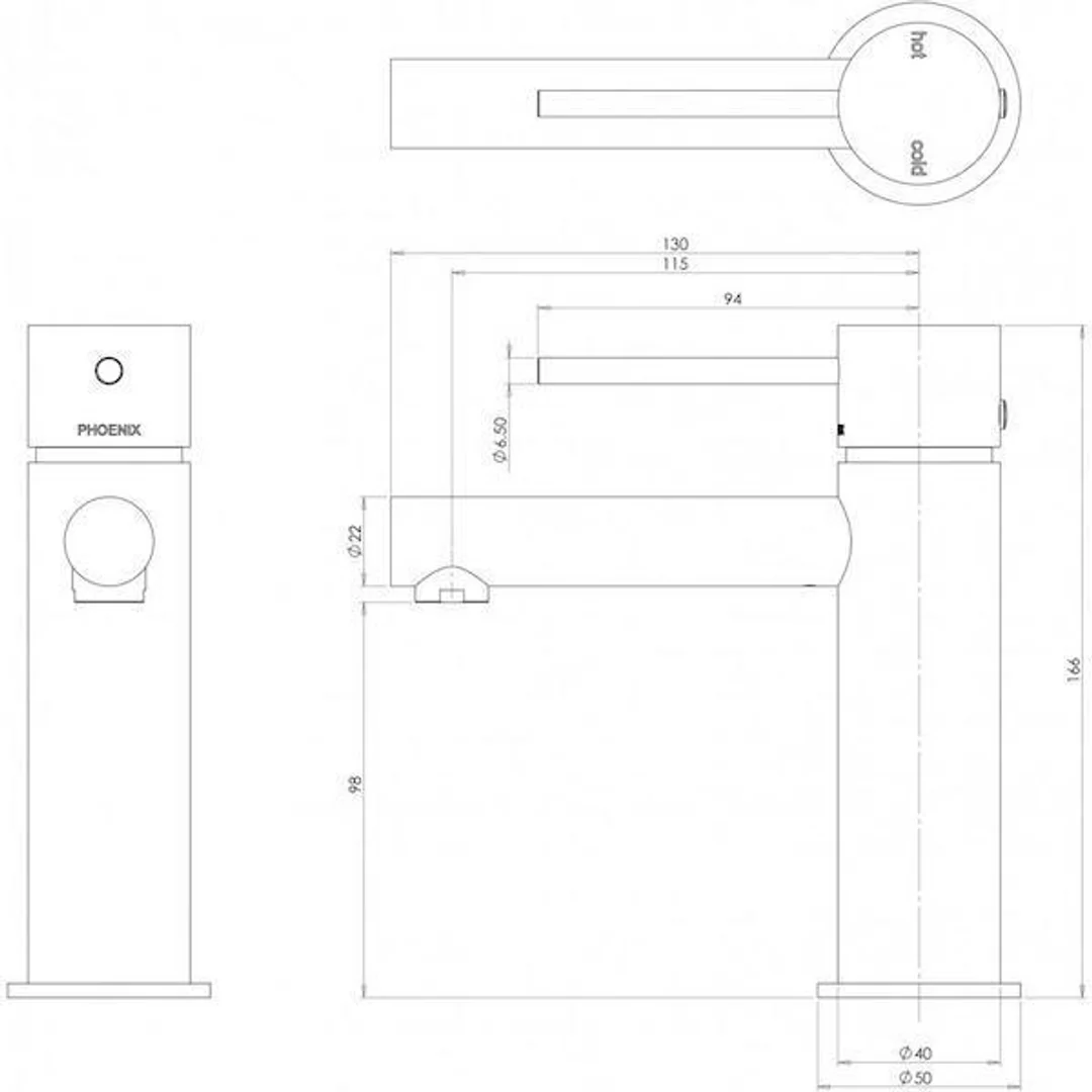 Phoenix Vivid Slimline Basin Mixer Matte Black - Image 4