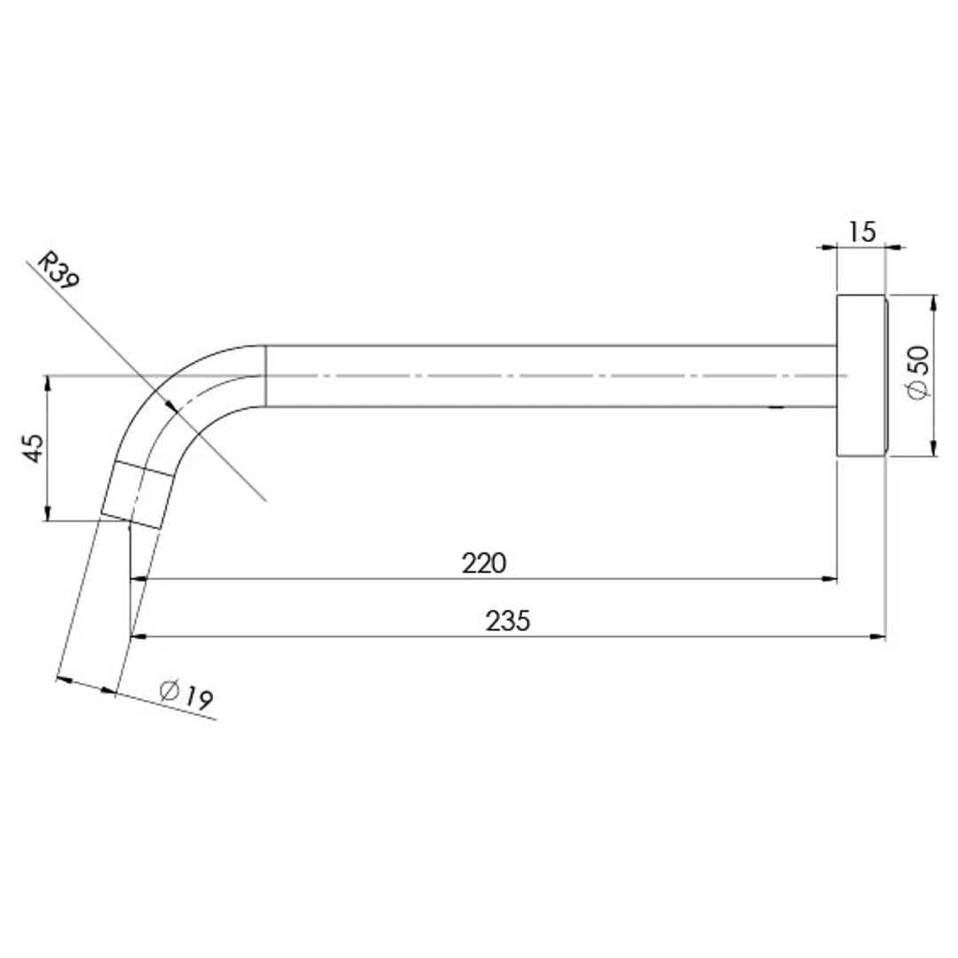 Phoenix Vivid Slimline Bath Outlet 230mm Curved - Chrome - Image 3