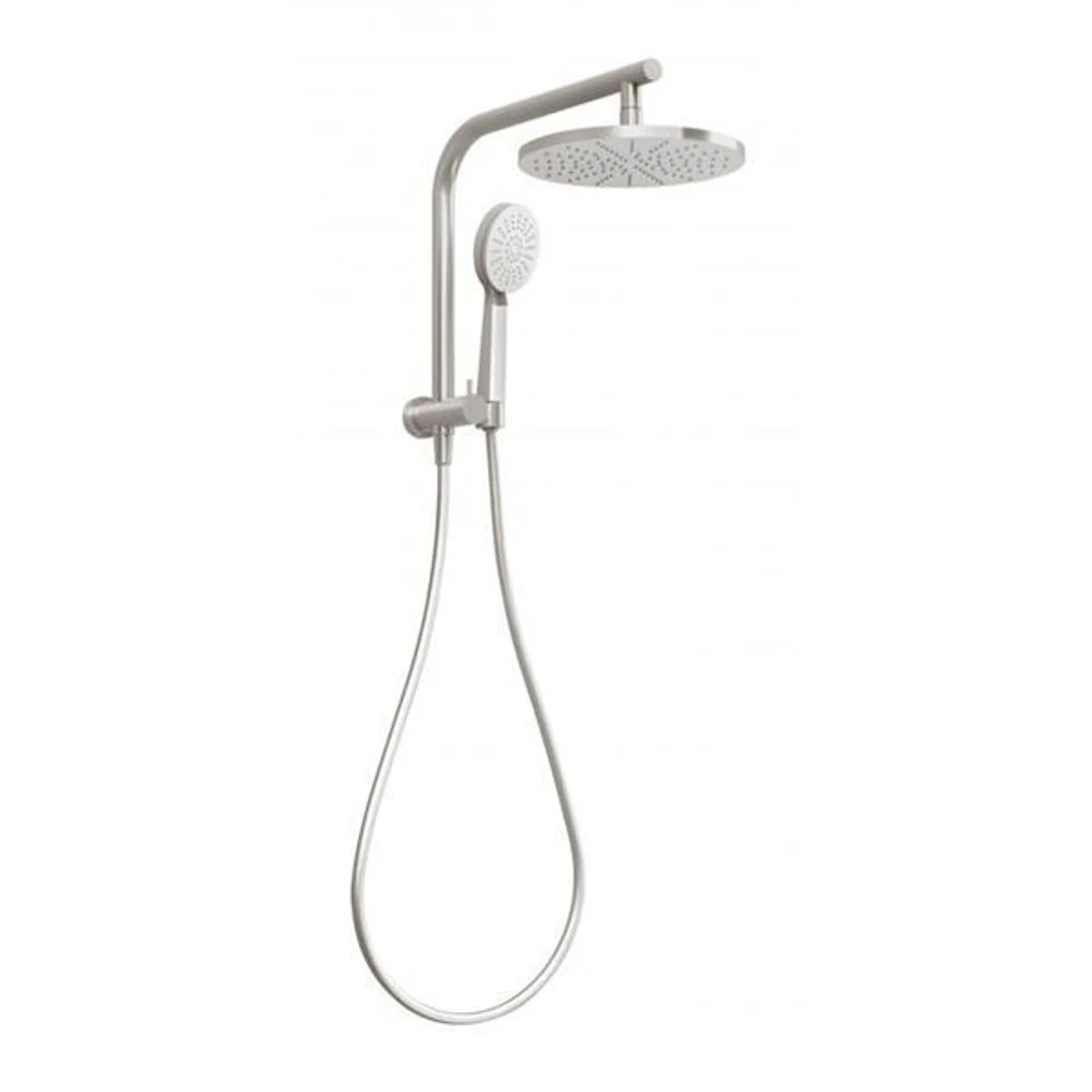 Phoenix Vivid Slimline Compact Twin Shower - Brushed Nickel - Image 2