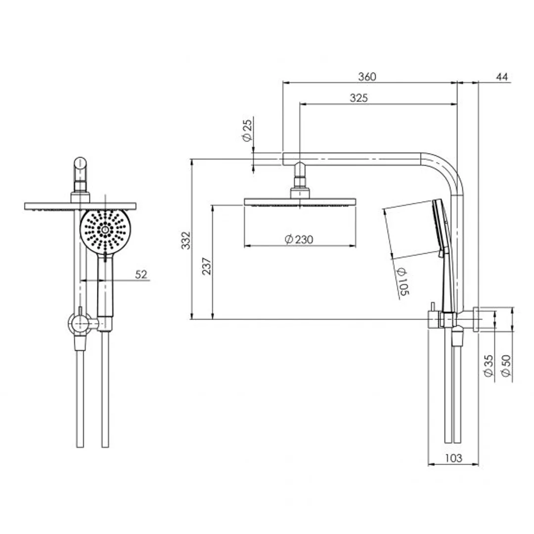 Phoenix Vivid Slimline Compact Twin Shower - Brushed Nickel - Image 3