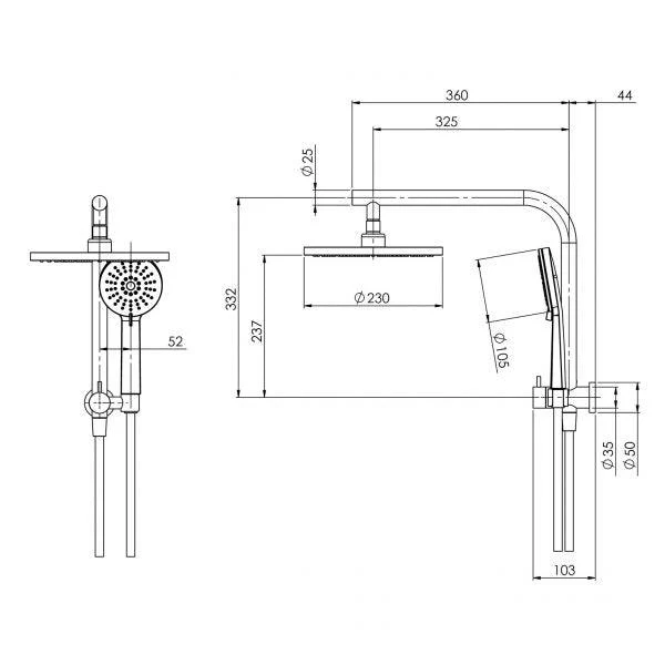 Phoenix Vivid Slimline Compact Twin Shower - Brushed Nickel - Image 5