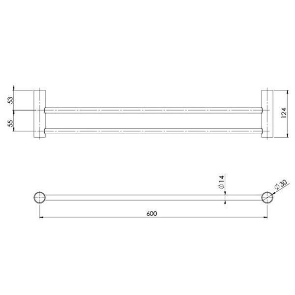 Phoenix Vivid Slimline Double Towel Rail 800mm - Brushed Gold - Image 2