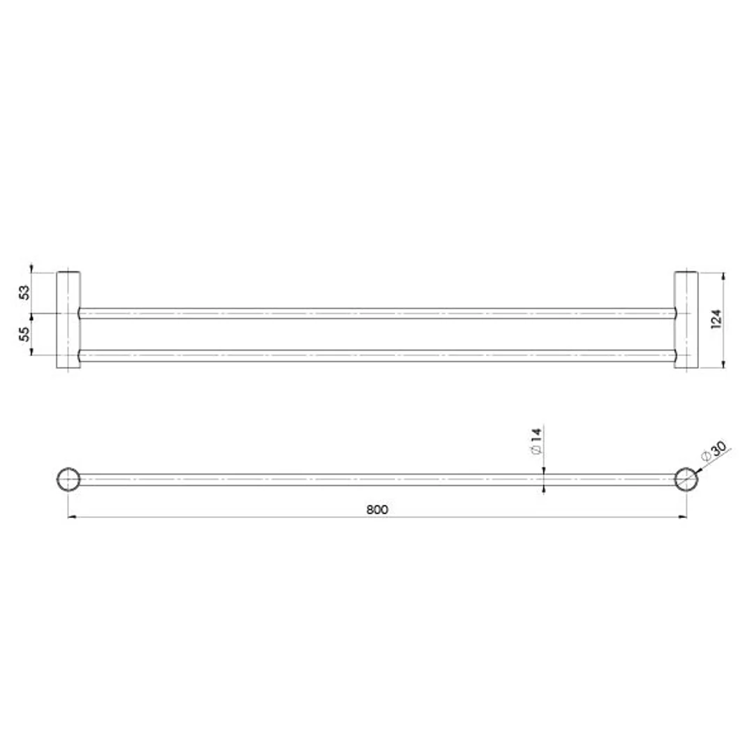 Phoenix Vivid Slimline Double Towel Rail 800mm - Chrome - Image 3